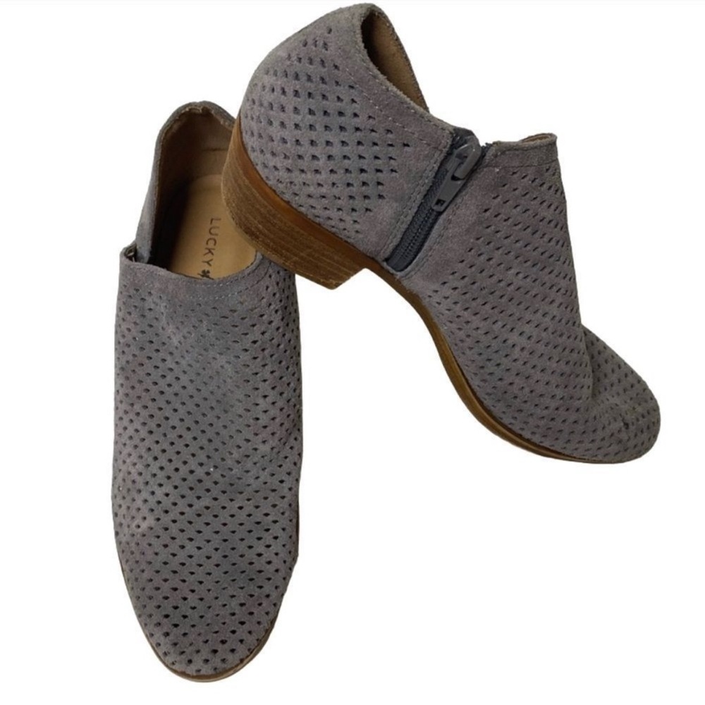 Lucky Brand Gray Leather Ankle Booties